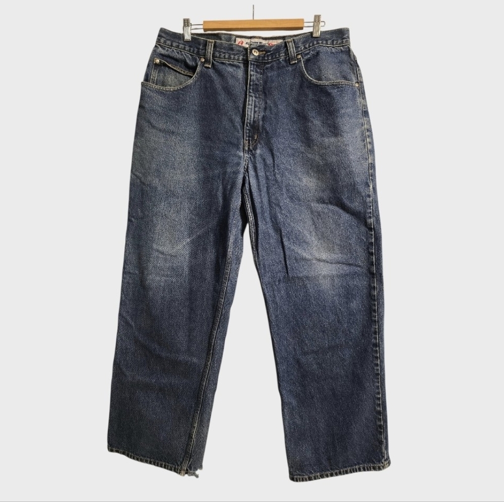 Y2k Anchor Blue Wide Leg Jeans Men's 40x32 Blue Original Grunge Skater Vintage